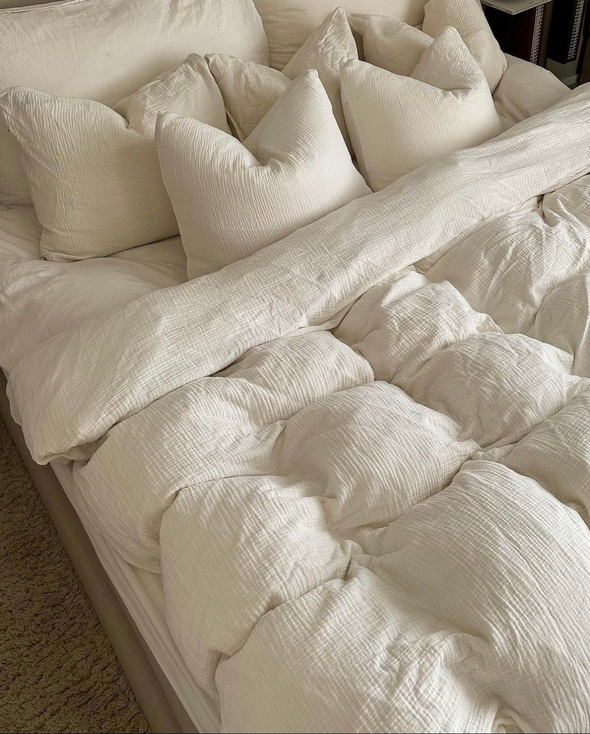 Musselin Bettwäsche Weiß 135x200 + 80x80 cm 2teilig Bellevue Home