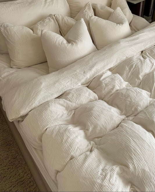 Musselin Bettwäsche Weiß 135x200 + 80x80 cm 2teilig Bellevue Home